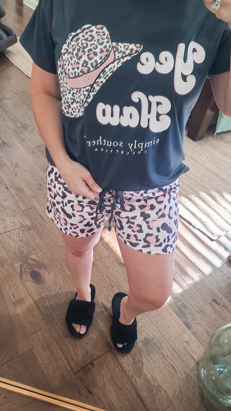 Simply Southern Pajama Short Set - YeeHaw Leopard