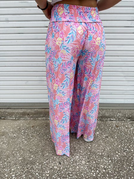 Simply Southern Palazzo Pants- Tropical (Pine)