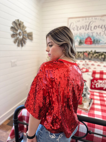 Merry Christmas Sequin Luxe Top