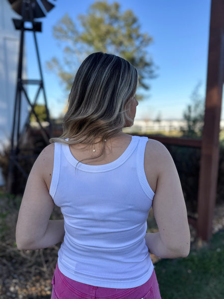 White Comfort Ribbed Tank