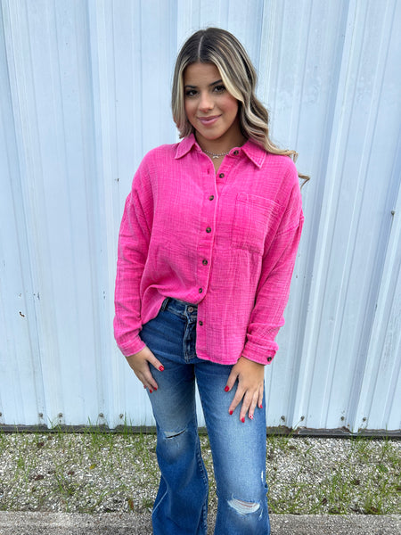 Simply Southern Hot Pink Blouse