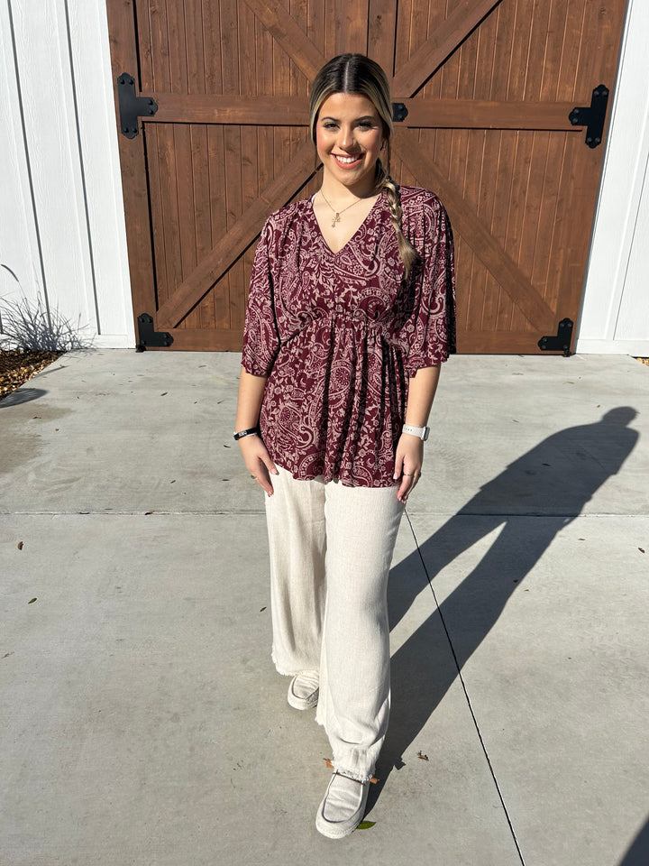 Melanie Maroon Blouse