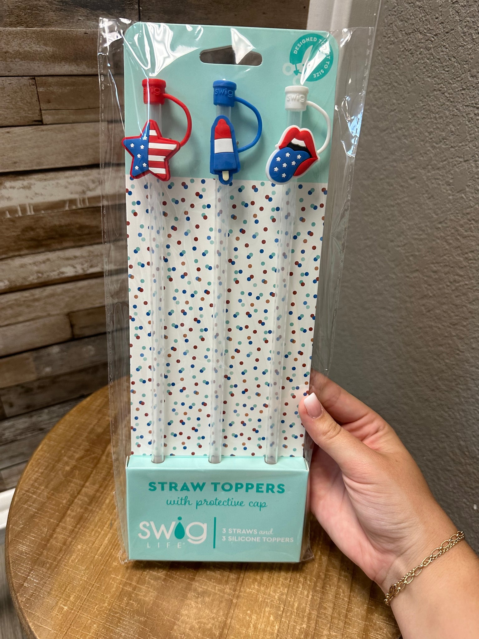 American Flag Straw Toppers Swig