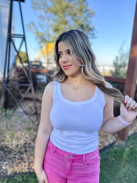 White Comfort Ribbed Tank