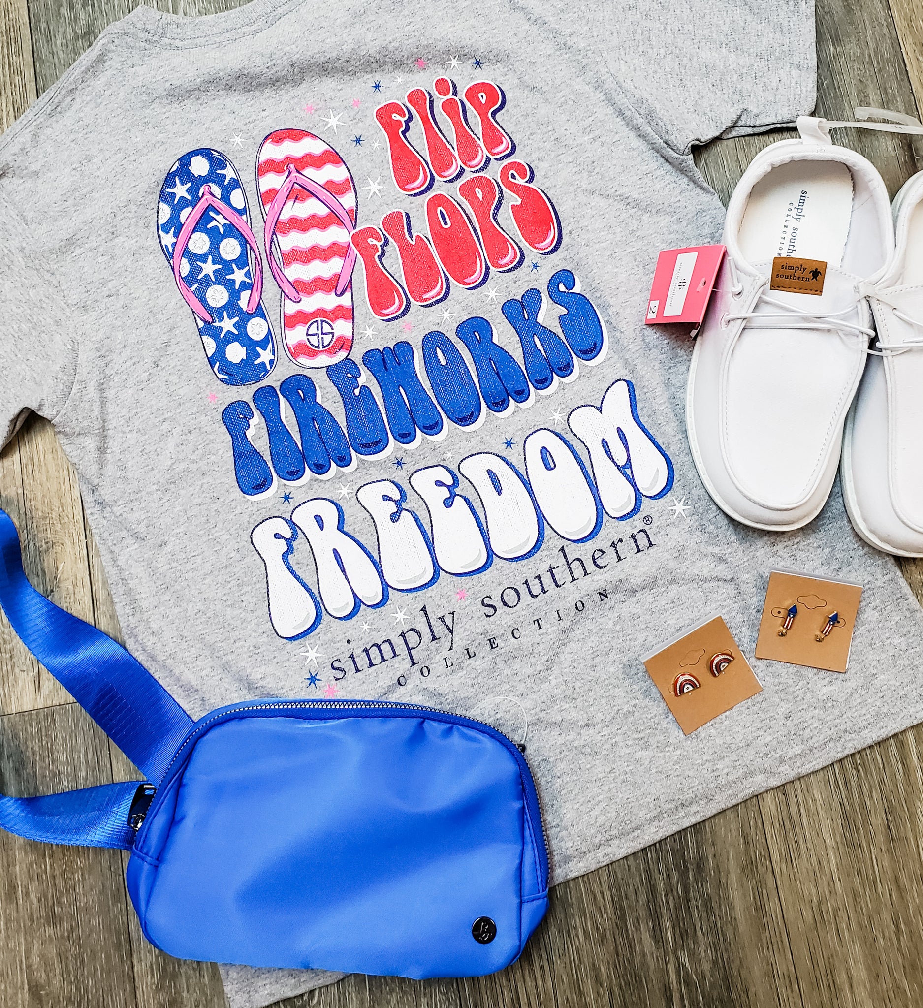 Flip Flops, Fireworks, Freedom Simply Southern T-Shirt Youth Youth Medium
