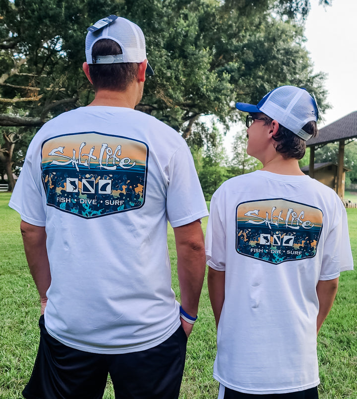 Liquid Depth Badge Short Sleeve Tee - WHITE ADULT