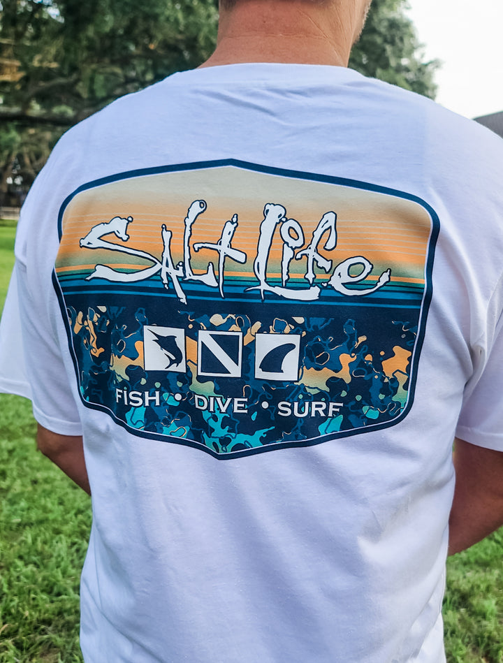 Liquid Depth Badge Short Sleeve Tee - WHITE ADULT