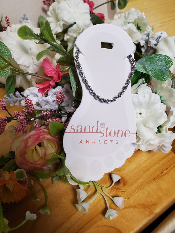 Sand &amp; Stone Silver Anklets 6, 8, 14, 16