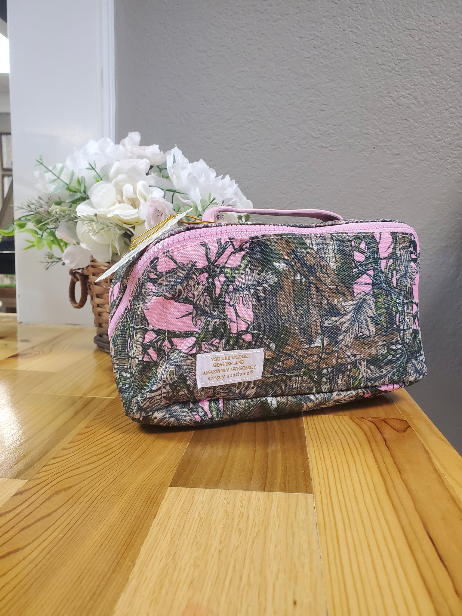 Simply Southern Cosmetic Bag-Pink Camo
