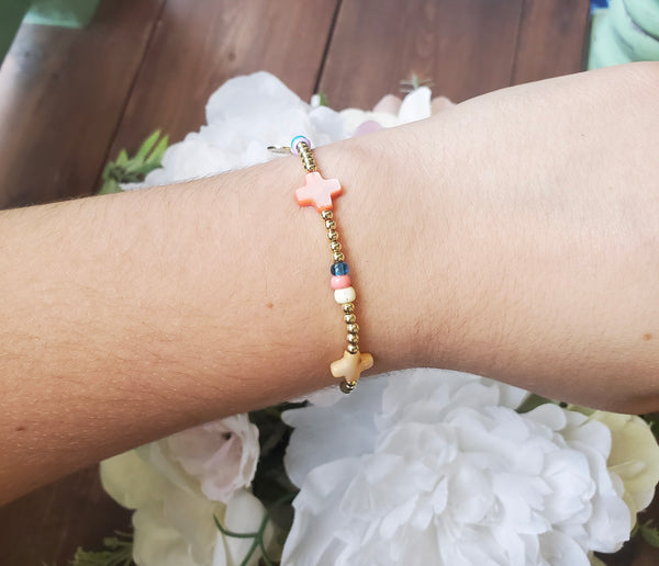 Glam Stretch Bracelets with Colored Beads