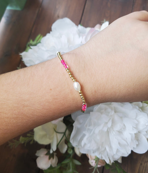 Glam Stretch Bracelets with Colored Beads