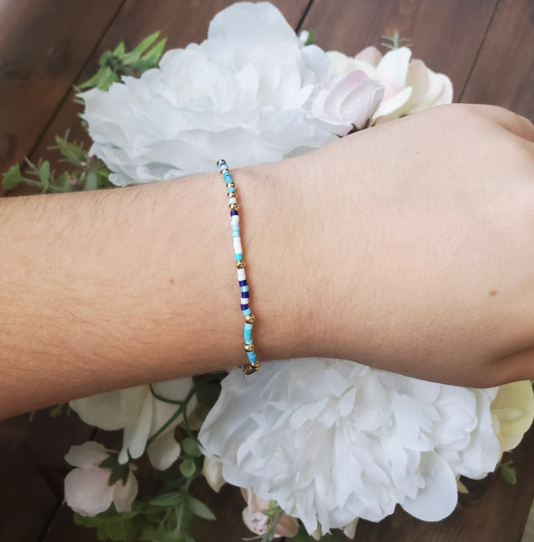 Glam Stretch Bracelets with Colored Beads