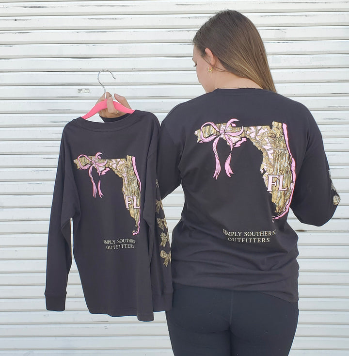Florida Camo &amp; Bows-Adult and Youth Long Sleeve Tee