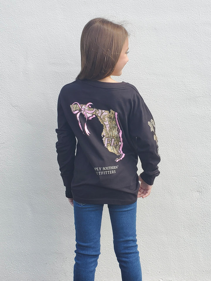 Florida Camo &amp; Bows-Adult and Youth Long Sleeve Tee