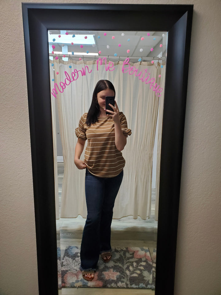Bestie Striped Tee in Taupe