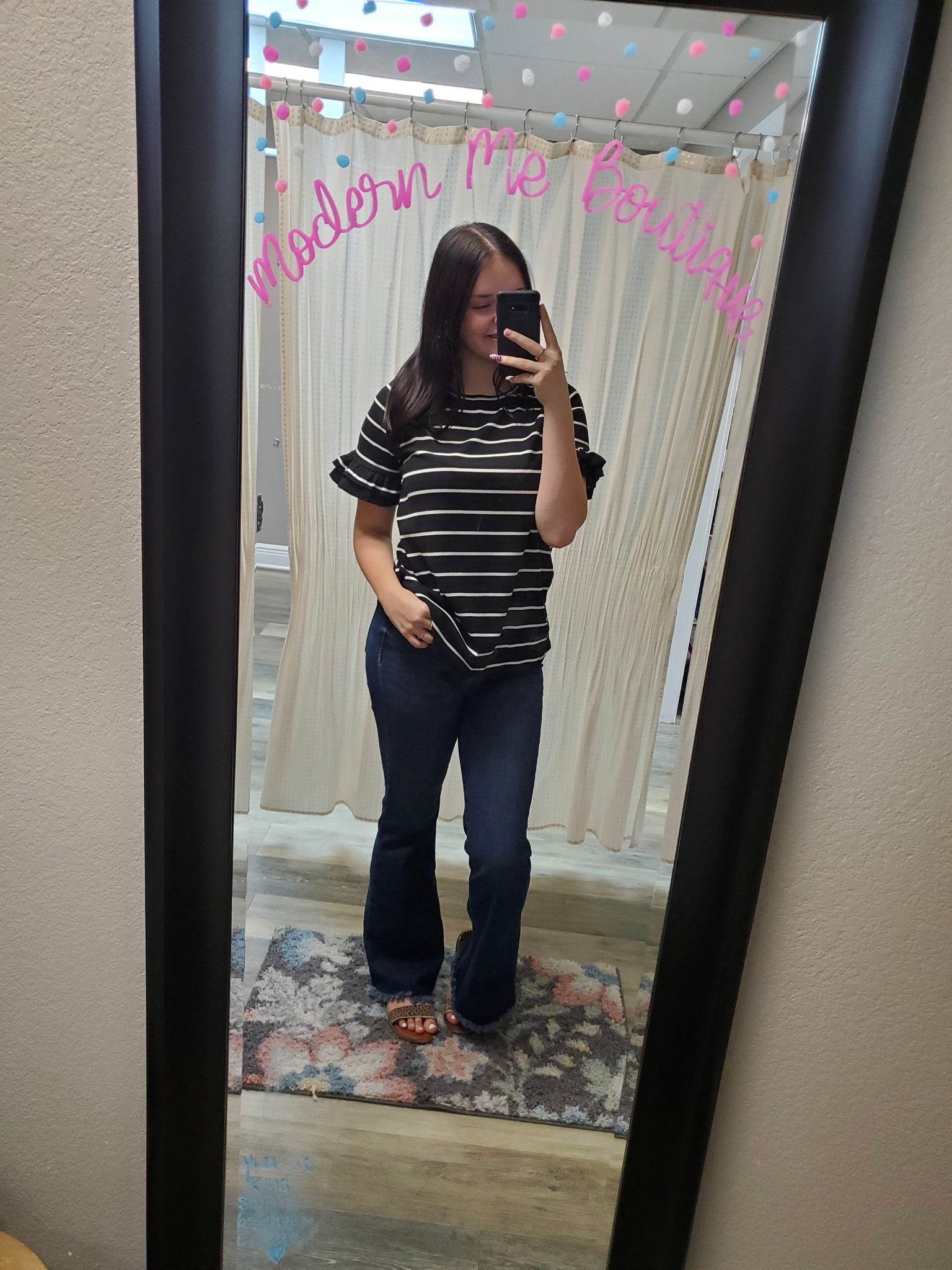 Bestie Striped Tee in Black