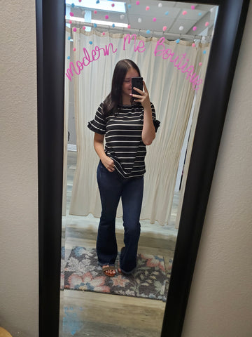 Bestie Striped Tee in Black