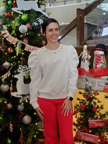 Vanessa Vanilla Quilted Pullover