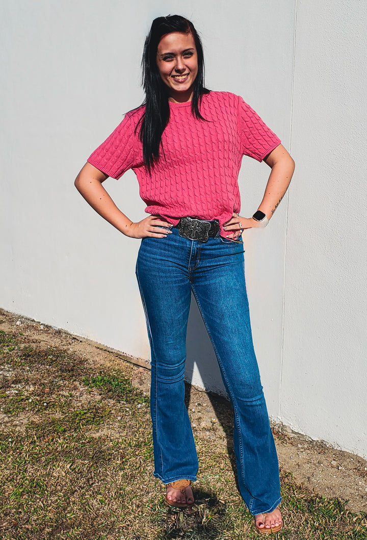 Braided Bliss Sweater in Pink