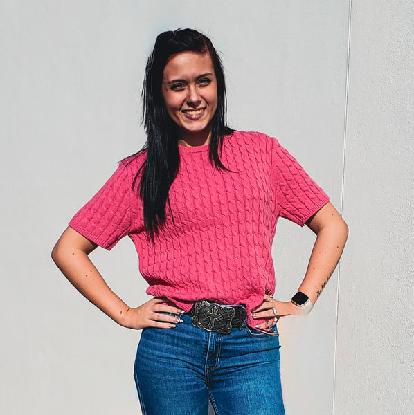 Braided Bliss Sweater in Pink