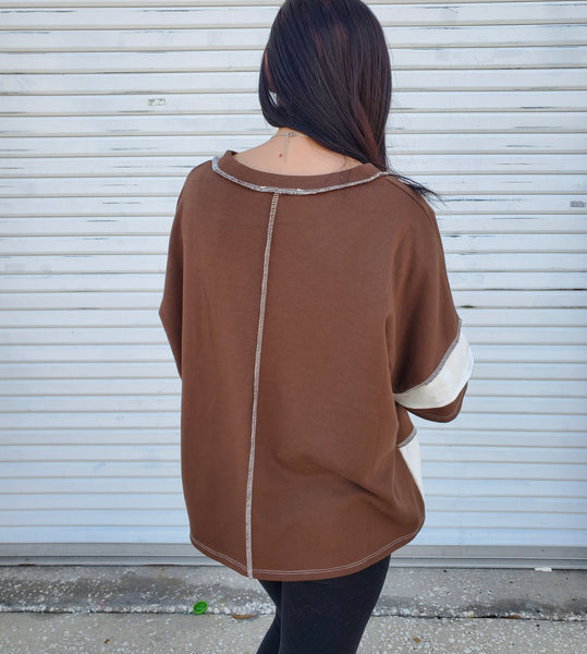 Block Stripe Pullover in Brown