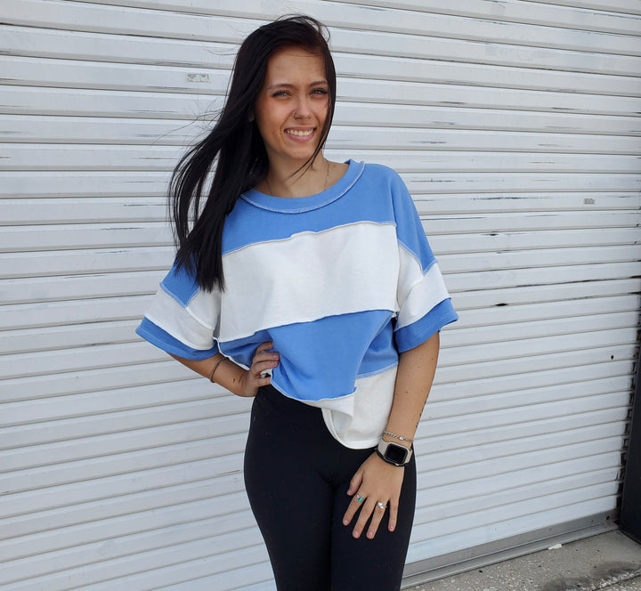 Block Stripe Pullover in Blue