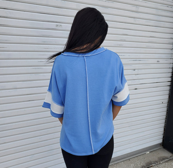 Block Stripe Pullover in Blue