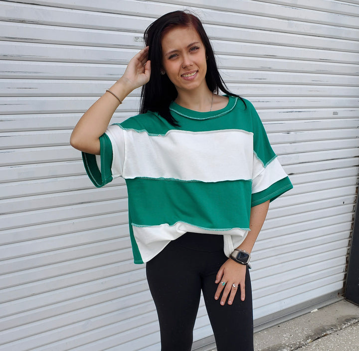 Block Stripe Pullover in Green
