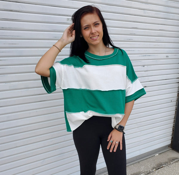 Block Stripe Pullover in Green