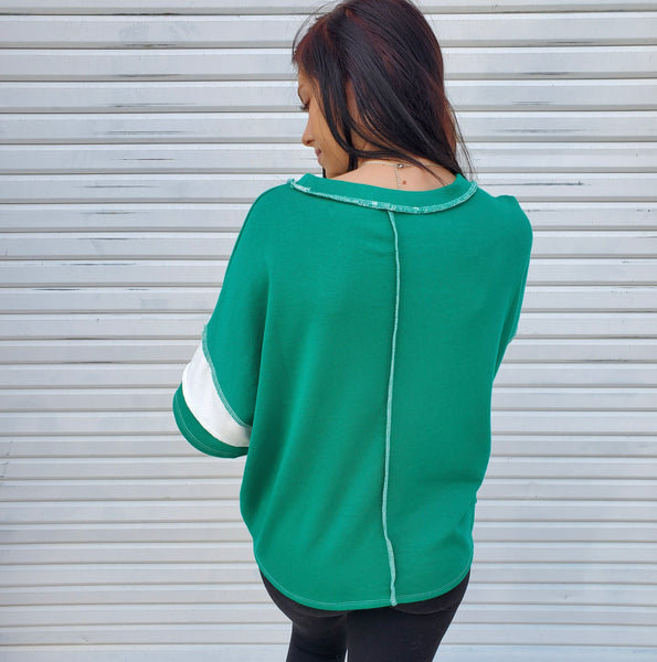 Block Stripe Pullover in Green