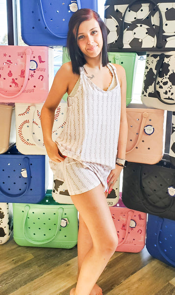 Athleisure Dress with Shorts - Blush Stripe