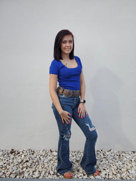 Garden Crop Top in Blue