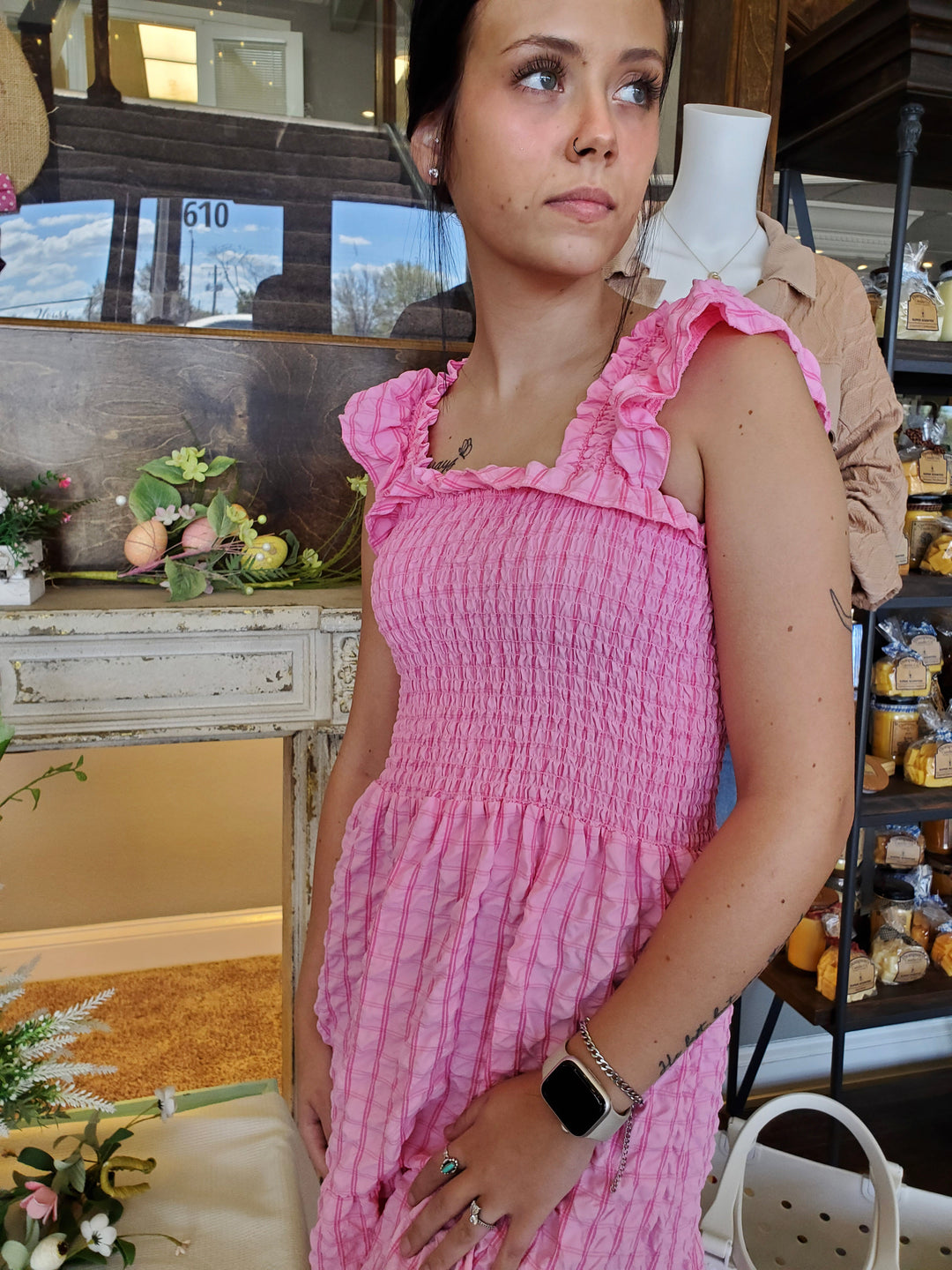 The Textured Dress in Pink