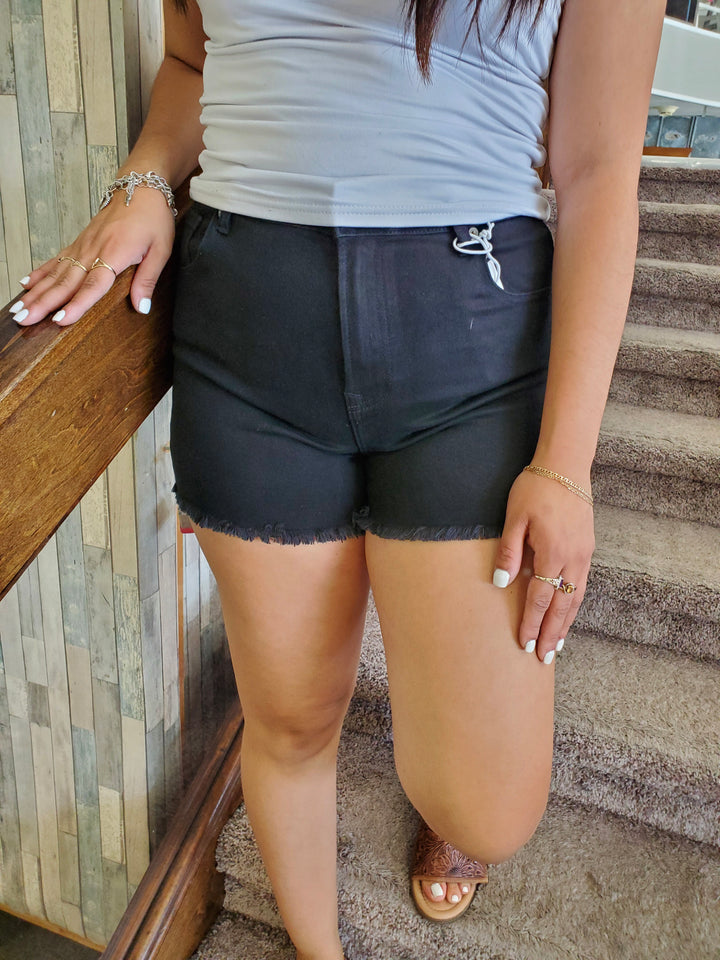 Black Fringed Shorts