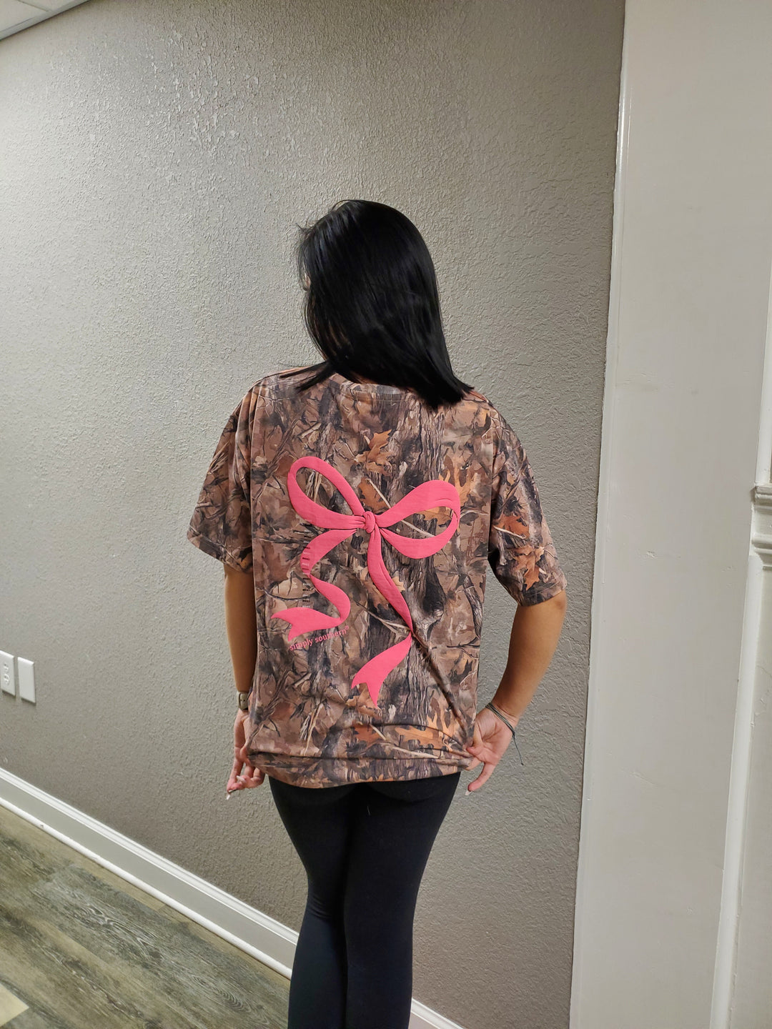 Pink Bow on Camo Tee