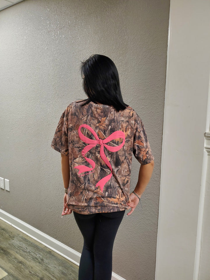 Pink Bow on Camo Tee