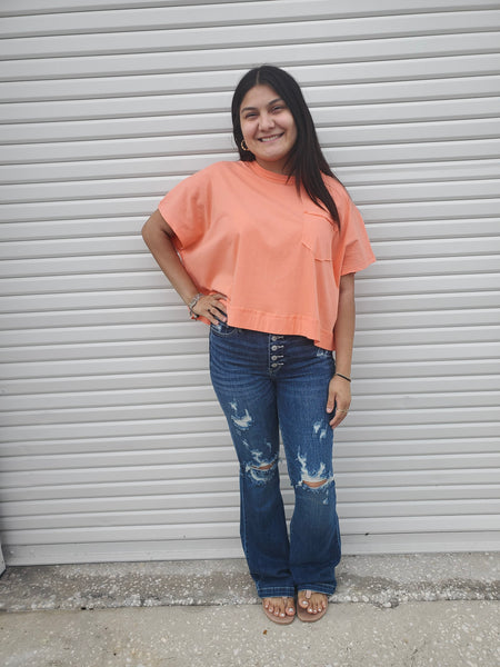 Girls Just Wanna Be Comfy Top in Coral