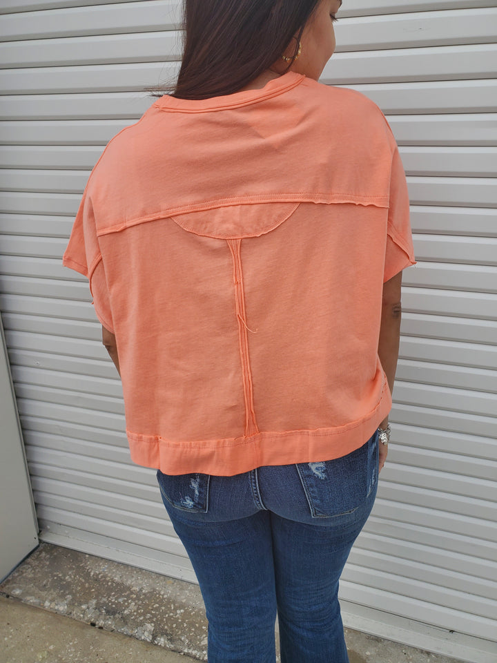 Girls Just Wanna Be Comfy Top in Coral