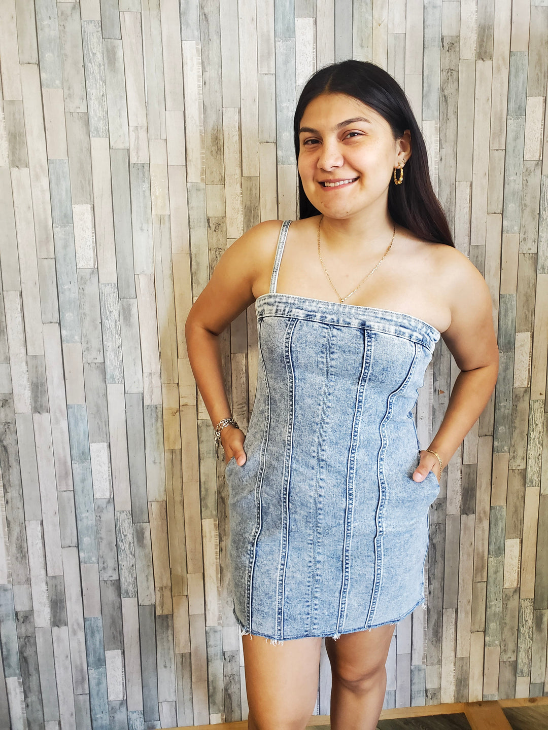 Denim Dreams Adjustable Strap Dress