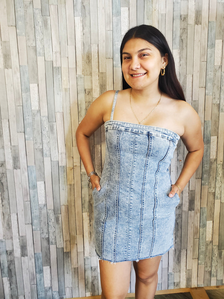 Denim Dreams Adjustable Strap Dress