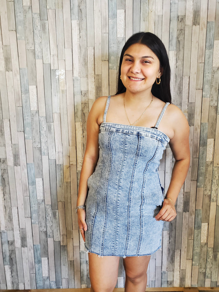 Denim Dreams Adjustable Strap Dress