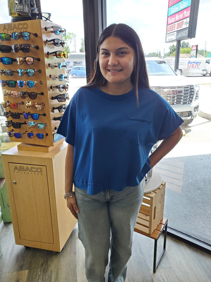 Girls Just Wanna Be Comfy Top in Blue