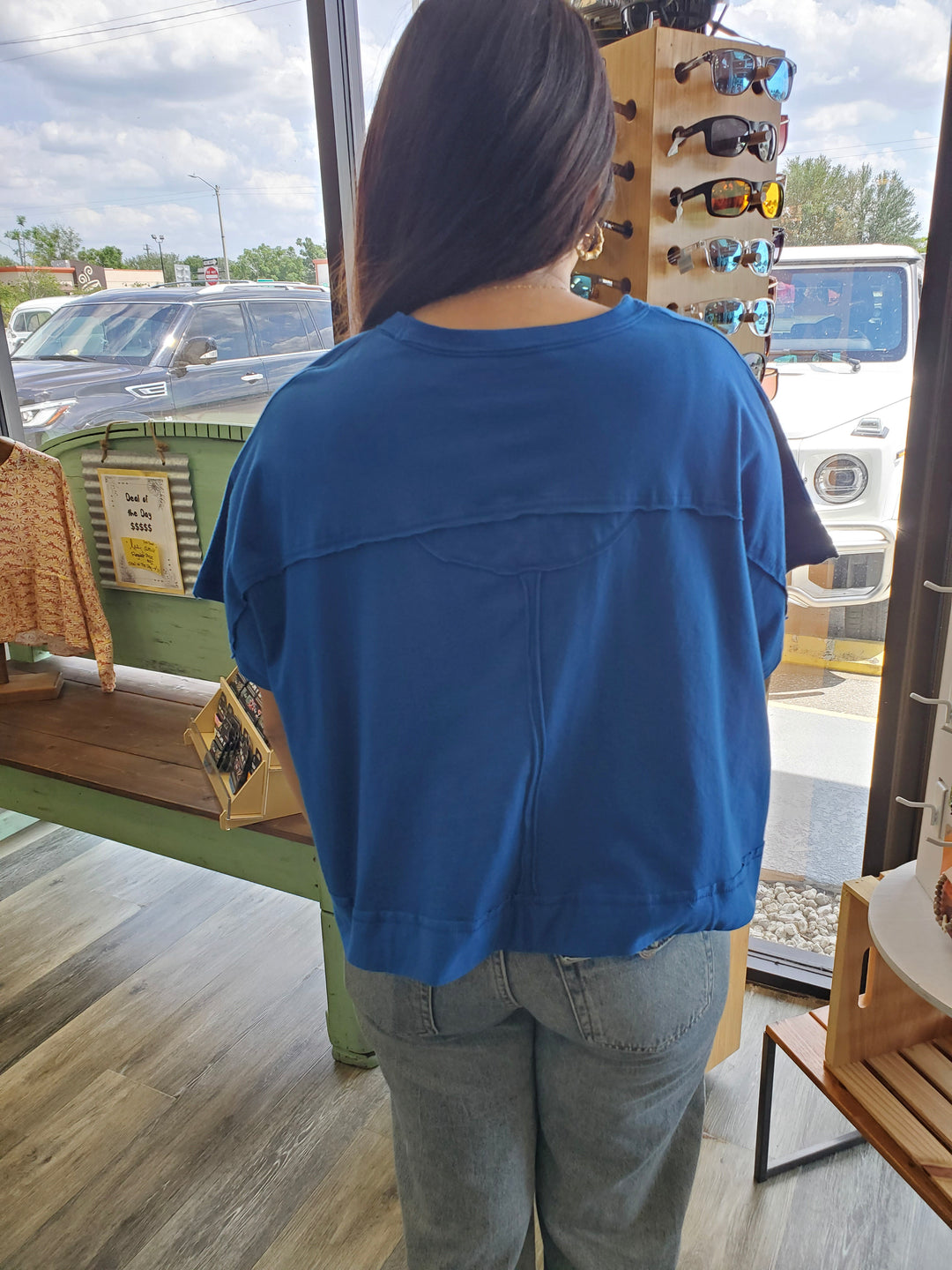 Girls Just Wanna Be Comfy Top in Blue