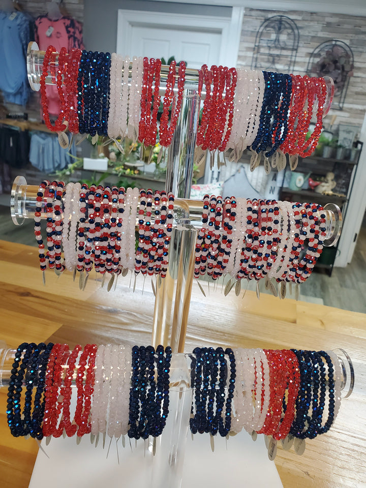 Mila-Mix Patriotic Beaded Stretch Bracelets
