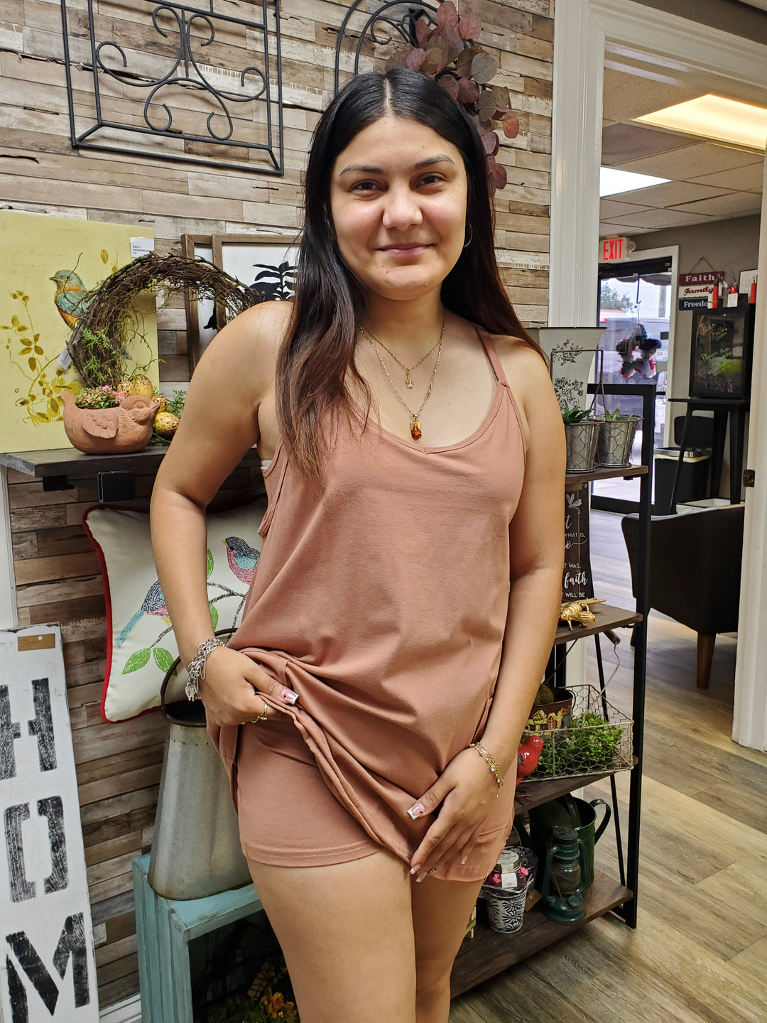 Athleisure Dress with Shorts - Mocha