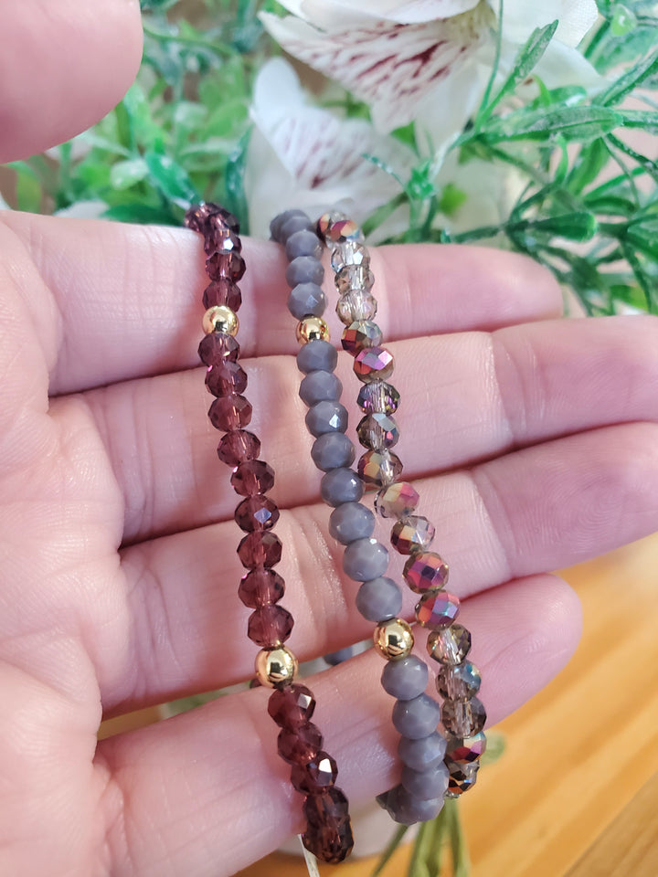 Mila-Mix Beaded Stretch Bracelets-Burgundy