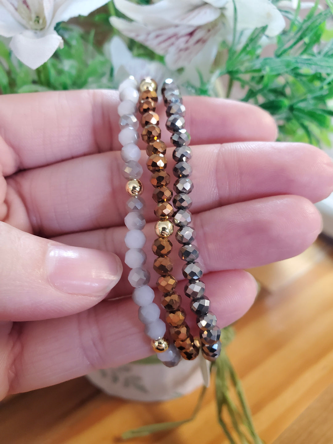 Mila-Mix Beaded Stretch Bracelets-Metallic