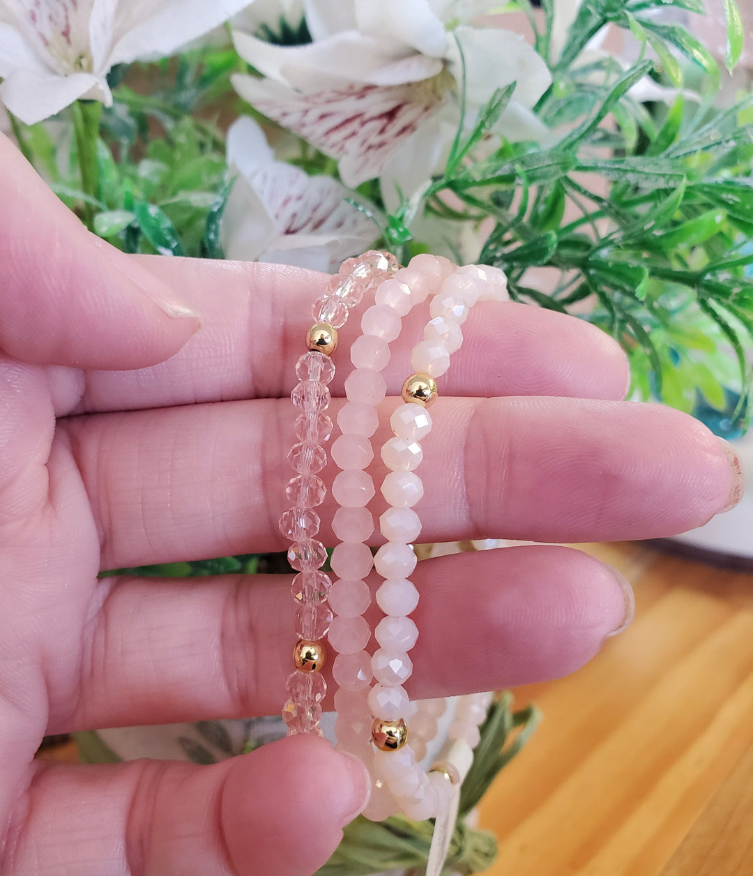 Mila-Mix Beaded Stretch Bracelets-Pink