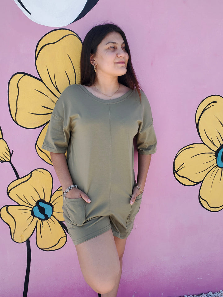 Weekend Wanderer Romper in Olive