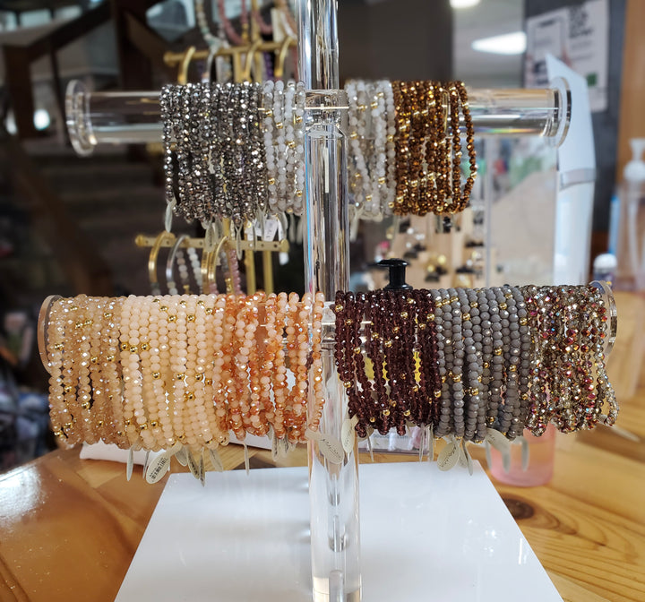Mila-Mix Beaded Stretch Bracelets-Metallic